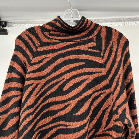 Ann Taylor Zebra Print Knit Sweater Mock Neck Multicolor Glitter Size Large - Picture 6 of 9